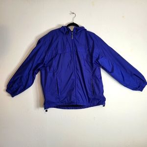 Weather Tamer Blue Long Sleeve Full Zip Front Nylon Hooded Rain Jacket Men's LG